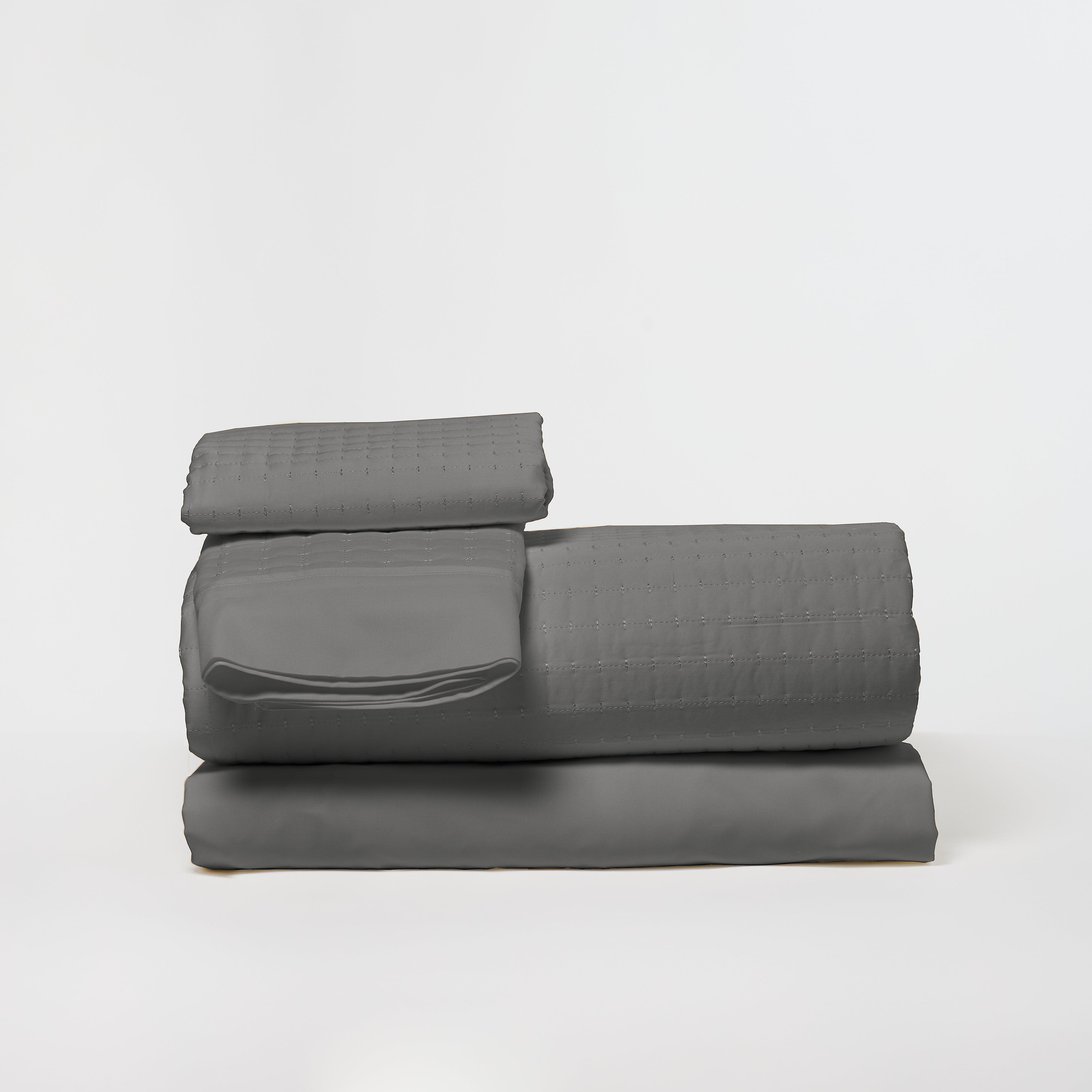 DreamFit® Sheets Gray / Queen Enhanced Bamboo™ Quilted Sheet Ensemble | The Unicorn Sheet Set Bamboo Quilted Bedding Sets