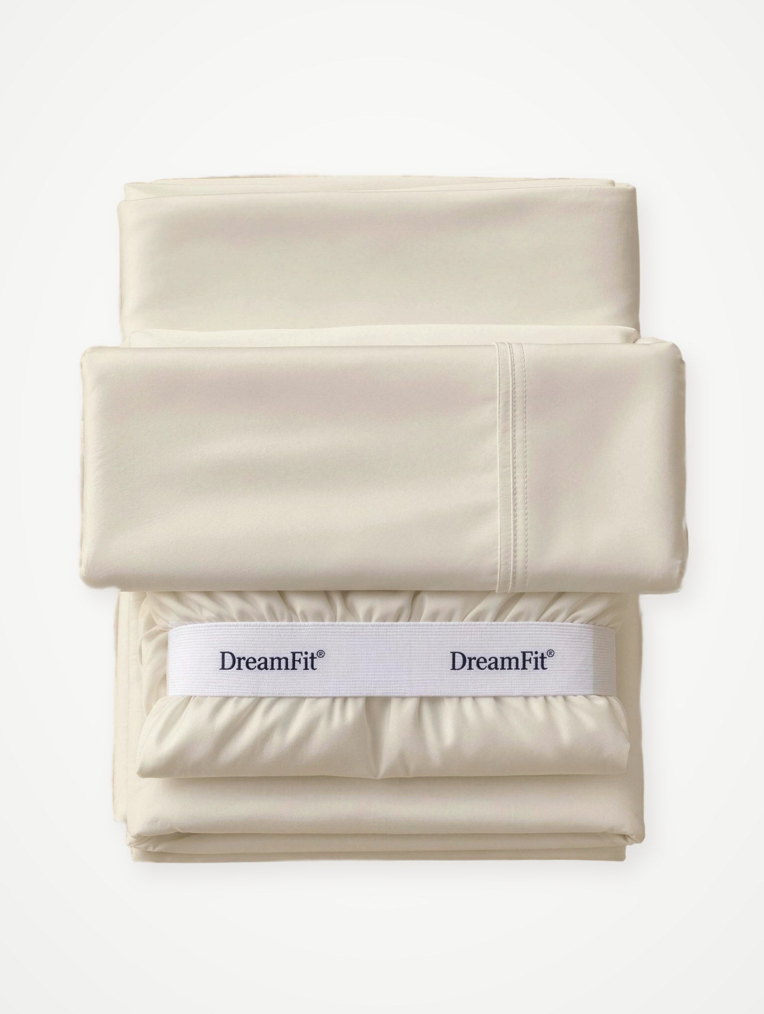 Luxe Bamboo sheet set in Warm Ivory, neatly folded set