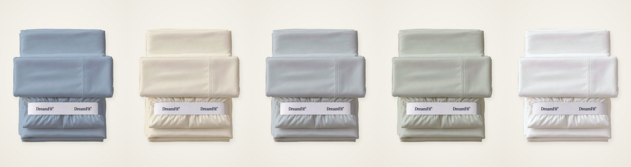 Luxe Bamboo sheet set in all five colors, folded sets